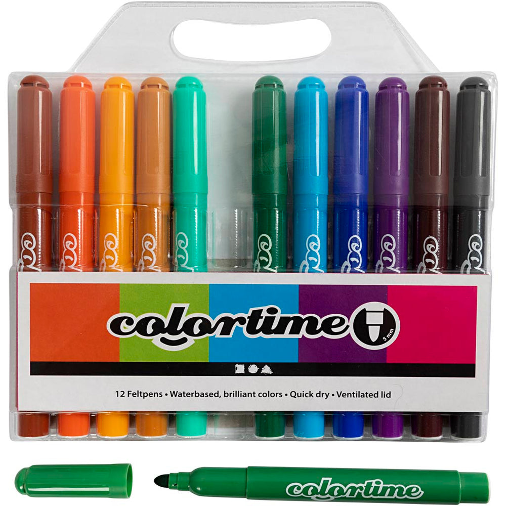 Colortime markers, line width 5 mm, extra colors, 12 pieces in a box