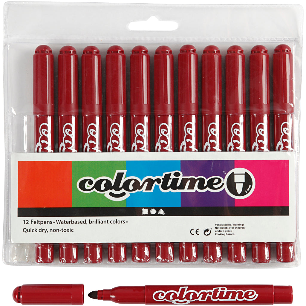 Jumbo Wine Red Markers, 12 pcs.