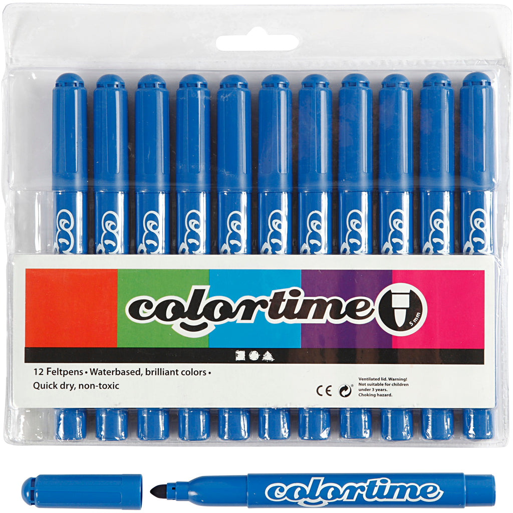 Colortime markers, line width 5 mm, azure, 12 pieces in a box
