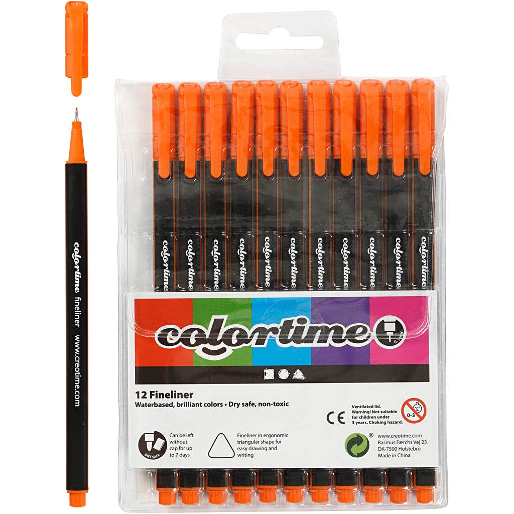 Colortime fineliners, line width 0.6-0.7 mm, orange, 12 pieces in a box
