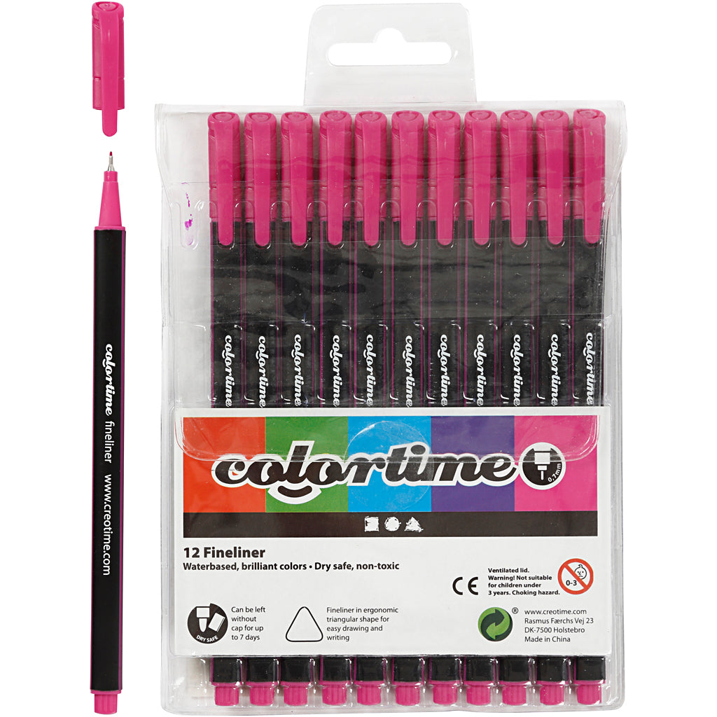 Colortime fineliners, line width 0.6-0.7 mm, cyclamen, 12 pieces in a box