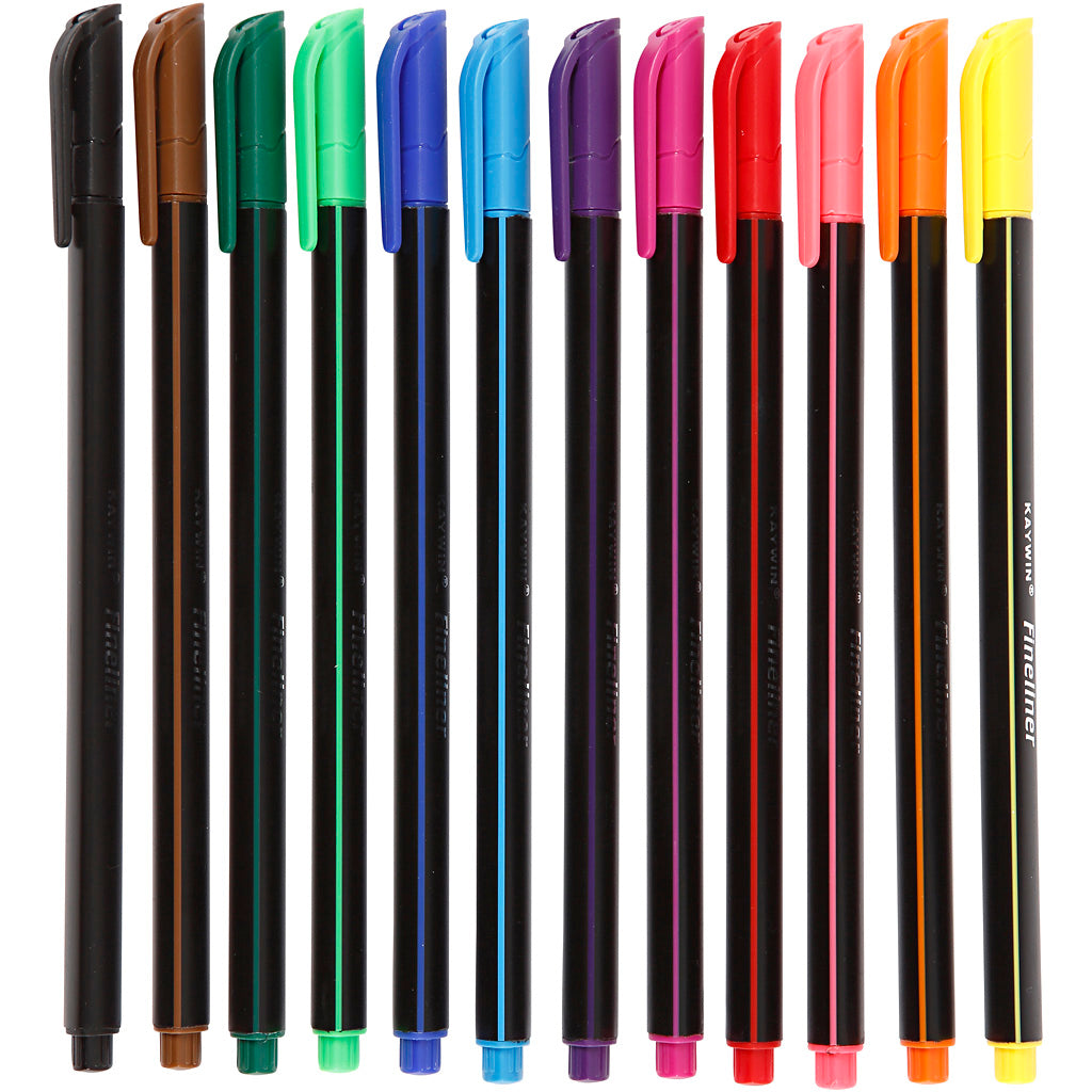 Colortime fineliners, line width 0.6-0.7 mm, various colours, 12 pieces in a box