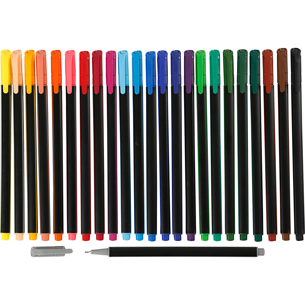 Colortime fineliners, line width 0.6-0.7 mm, various colours, 24 pieces in a box