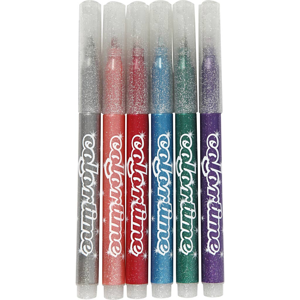 Glitter markers, 6 pcs.