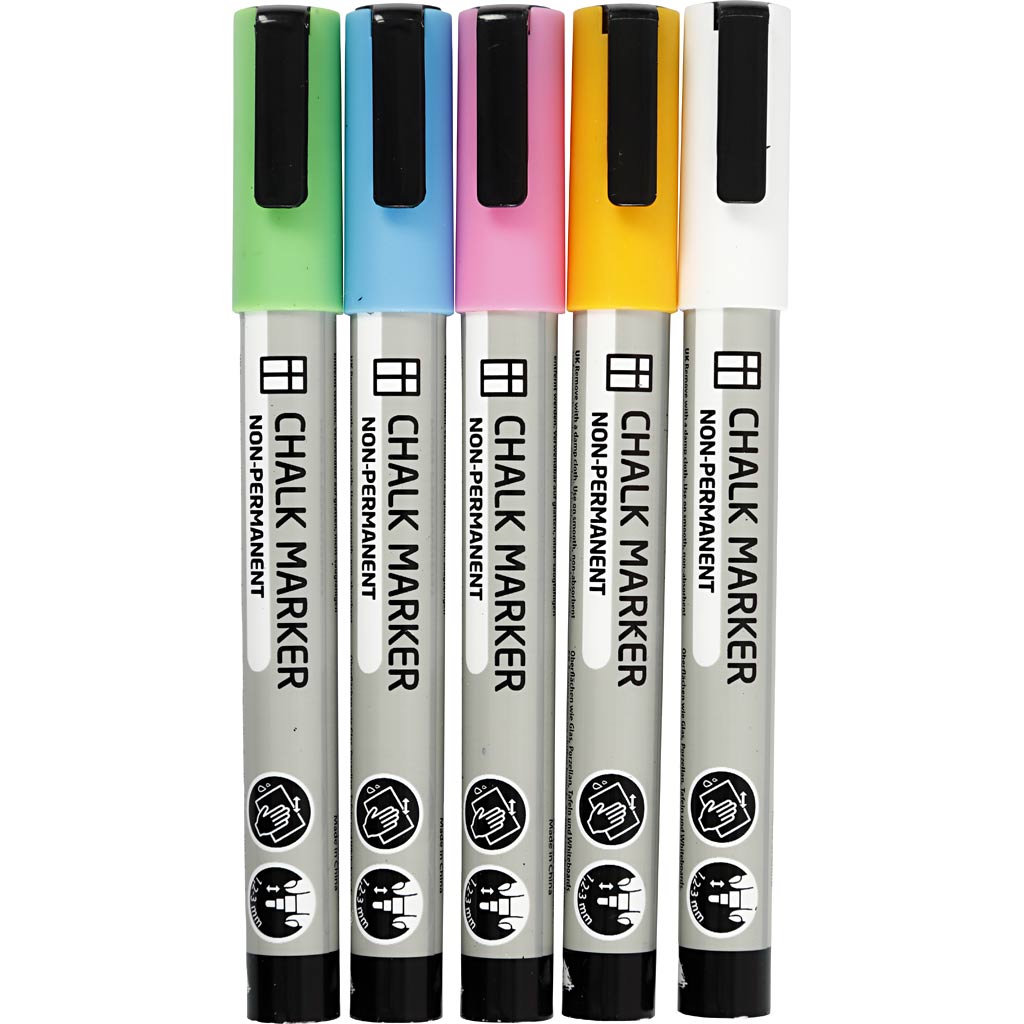 Creativ company chalk markers, line width 1.2-3 mm, strong colours, 5 pieces 1 box
