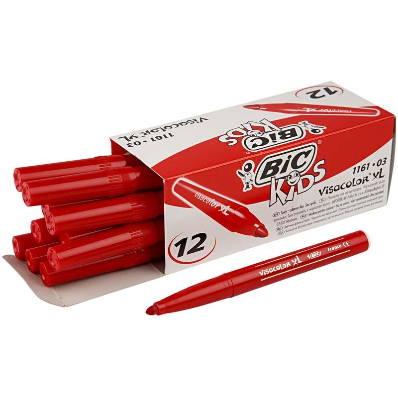 Bic Visa Color markers, line width 3 mm, red, 12 pieces in a box