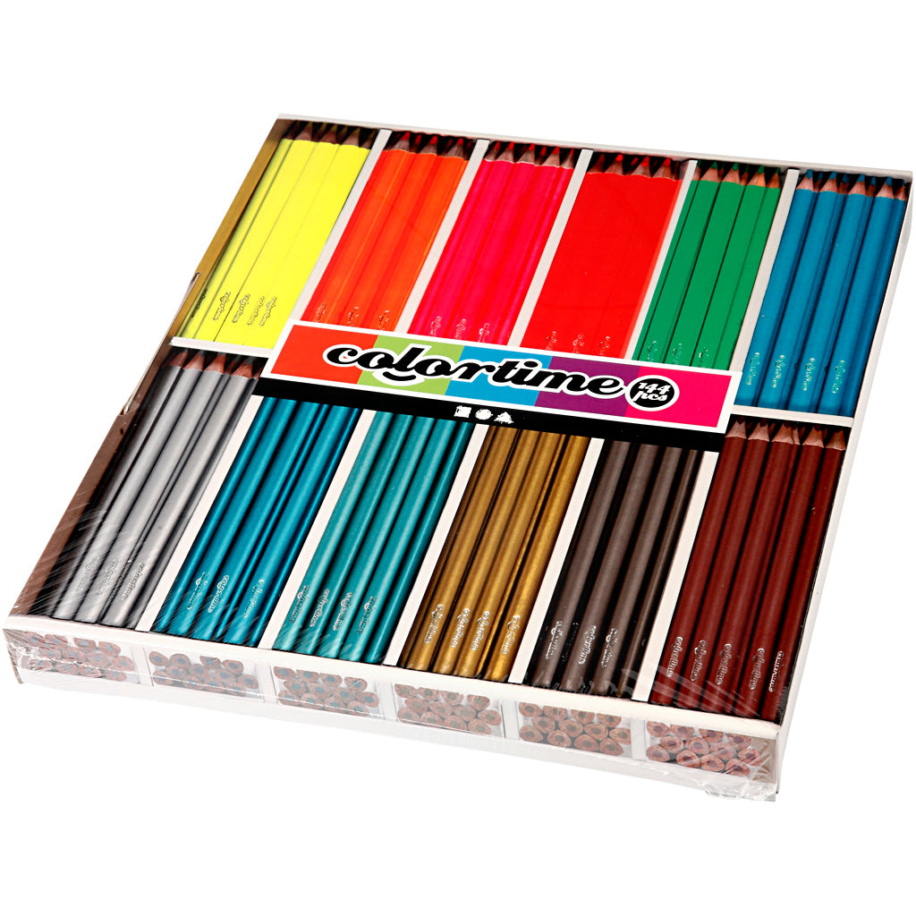 Colortime colored pencils, length 17.45 cm, 4 mm lead, metallic colors, neon colors, 144 pieces, 1 box