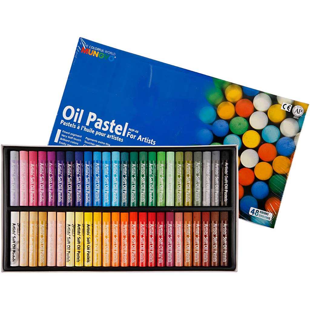 Mungyo oil pastel, length 7 cm, thickness 11 mm, various colours, 48 pieces in a box