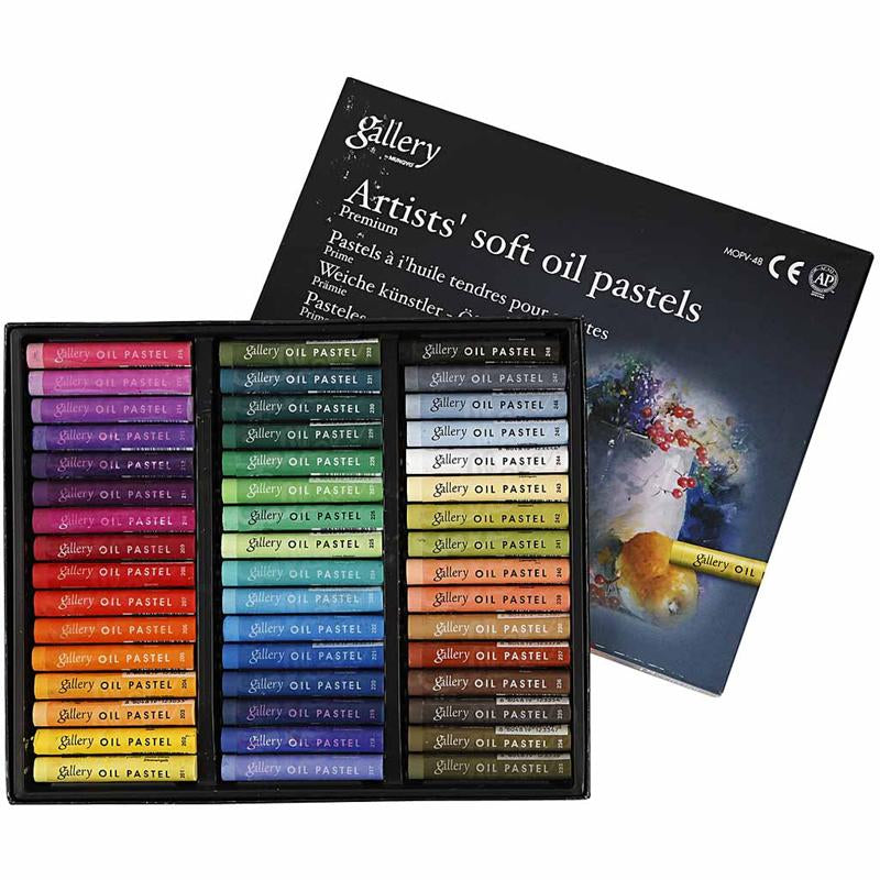 Mungyo Gallery Premium Oil Pastel, L: 7 cm, Thickness 10 mm, Assorted Colors, 48 Pieces in 1 Box