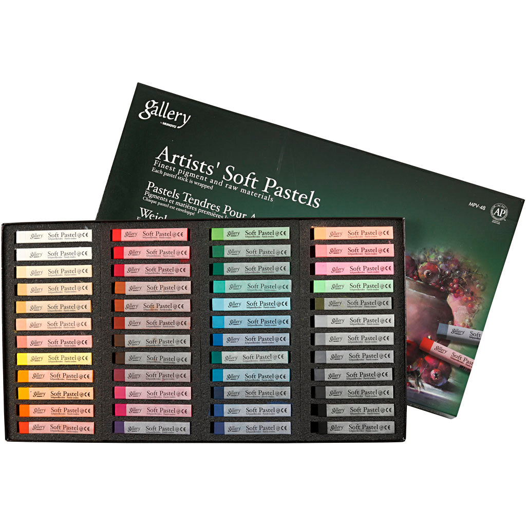 Mungyo gallery soft pastel set, length 6.5 cm, thickness 10 mm, assorted colours, 48 pieces in 1 box