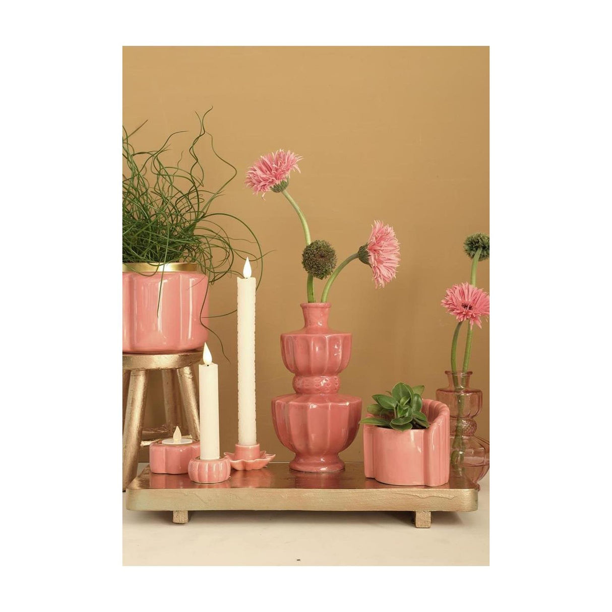 Ideas 4 seasons vaas bellagio terra roze ø11xh20cm