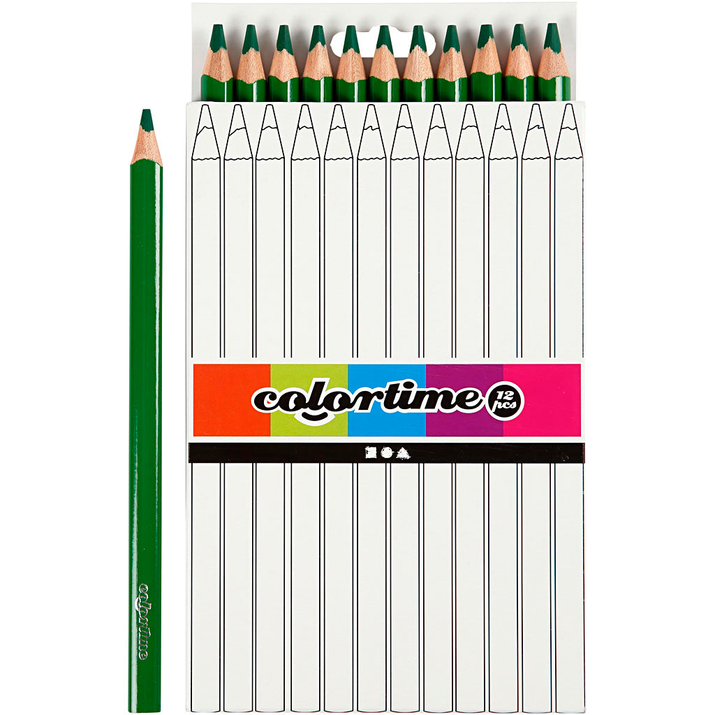 Triangular Jumbo Colored Pencils - Green, 12 pcs.