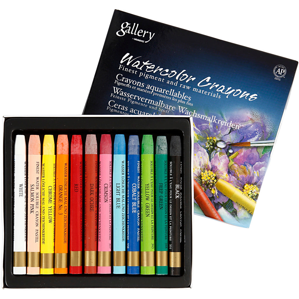 Mungyo watercolor chalk, l: 9.3 cm, various colors, 12 pieces 1 box