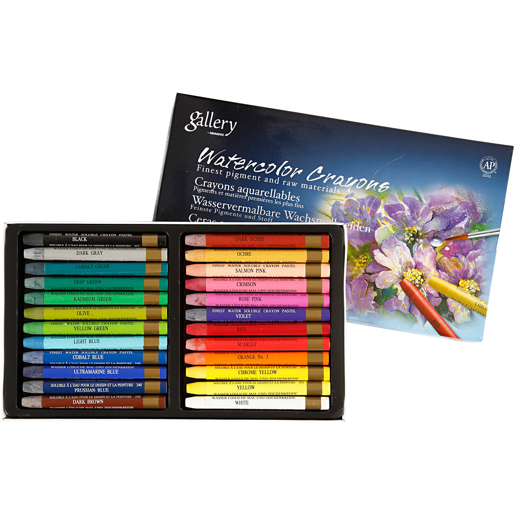 Mungyo watercolor chalk, l: 9.3 cm, various colors, 24 pieces 1 box