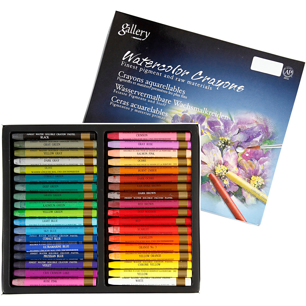 Mungyo watercolor chalk, l: 9.3 cm, various colors, 36 pieces 1 box