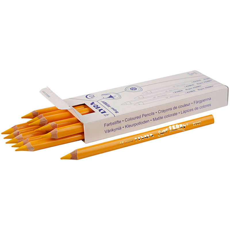 Lyra super ferby 1 colored pencils, length 18 cm, 6.25 mm lead, yellow, 12 pieces, 1 box
