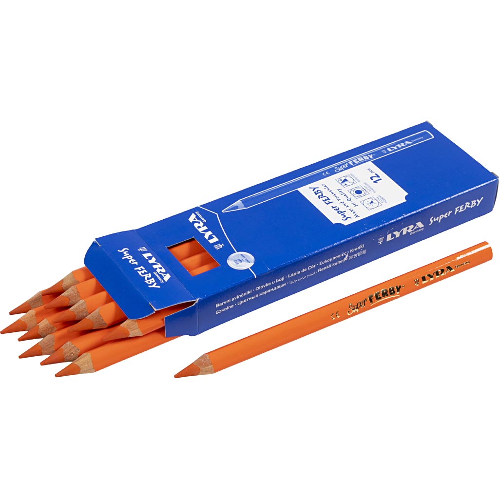 Lyra super ferby 1 colored pencils, length 18 cm, 6.25 mm lead, orange, 12 pieces, 1 box