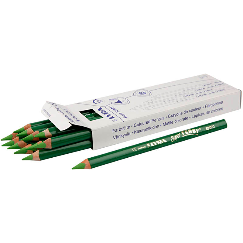 Lyra super ferby 1 colored pencils, length 18 cm, 6.25 mm lead, light green, 12 pieces, 1 box