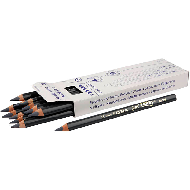 Lyra super ferby 1 colored pencils, length 18 cm, 6.25 mm lead, gray, 12 pieces in a box