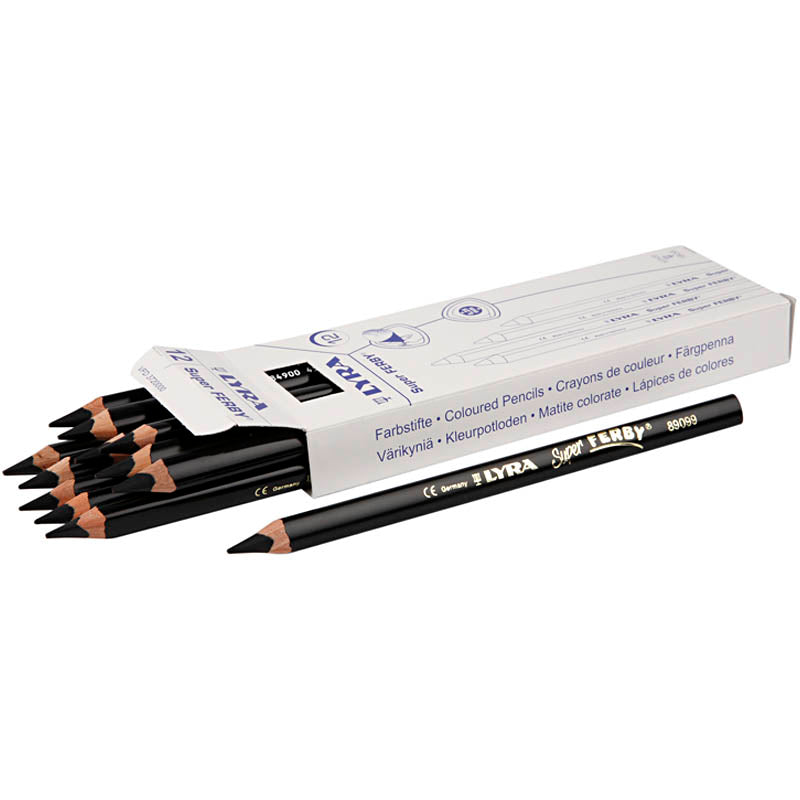 Lyra super ferby 1 colored pencils, length 18 cm, 6.25 mm lead, black, 12 pieces, 1 box