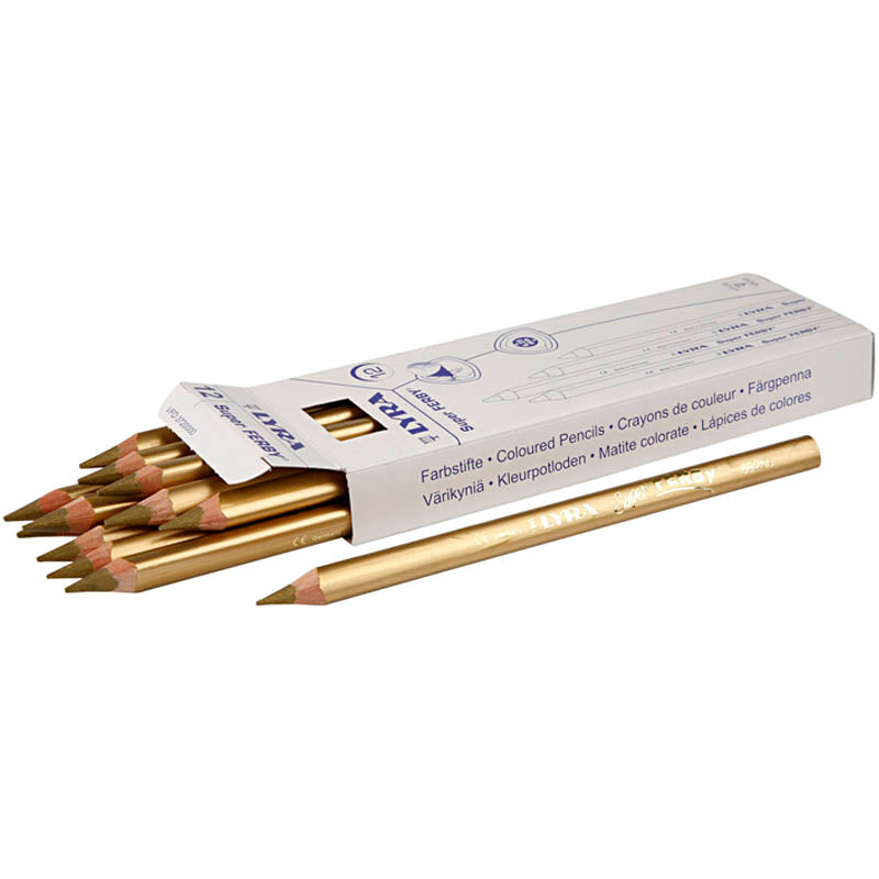 Lyra super ferby 1 colored pencils, length 18 cm, 6.25 mm lead, gold, 12 pieces, 1 box