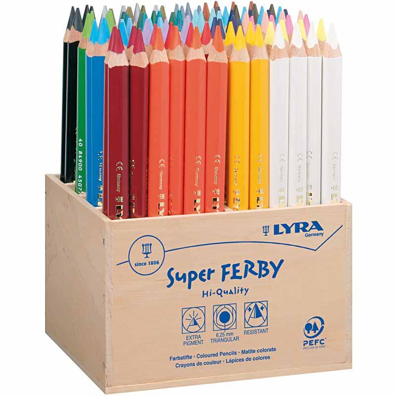 Lyra super ferby 1 colored pencils, length 18 cm, 6.25 mm lead, assorted colors, 96 pieces, 1 box