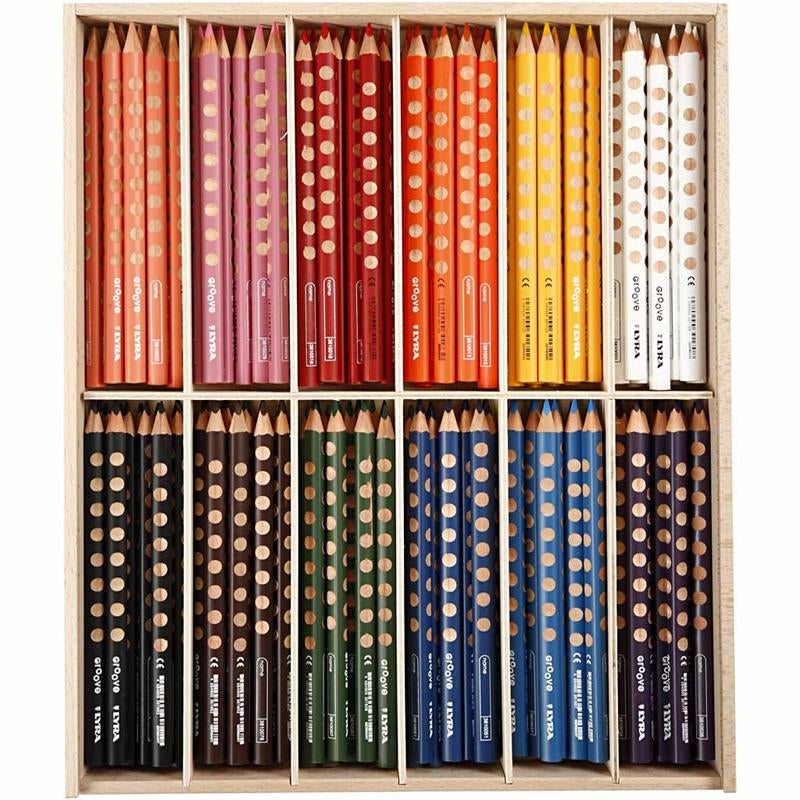 Lyra groove colored pencils, length 18 cm, 4.25 mm lead, assorted colors, 12x12 pieces, 1 box