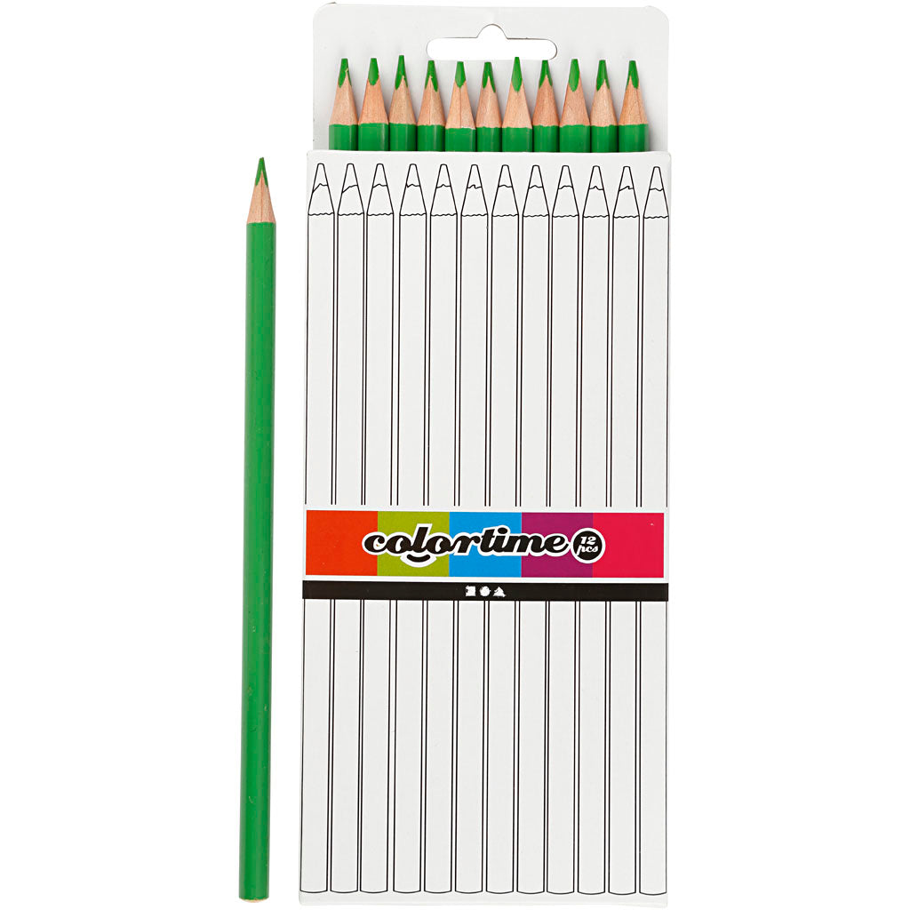 Triangular Colored Pencils - Light Green, 12 pcs.