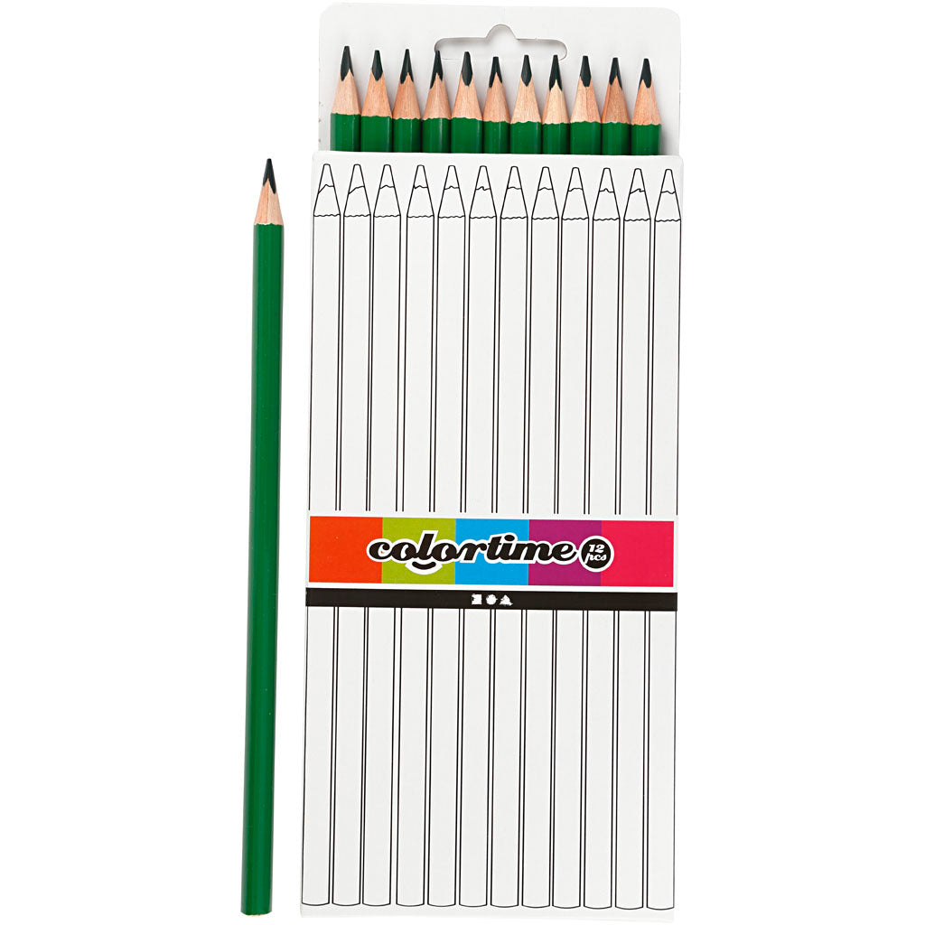 Triangular Colored Pencils - Green, 12 pcs.