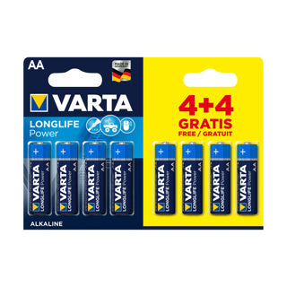 Varta battery aa 4+4 alkaline longlife power | 20 pieces