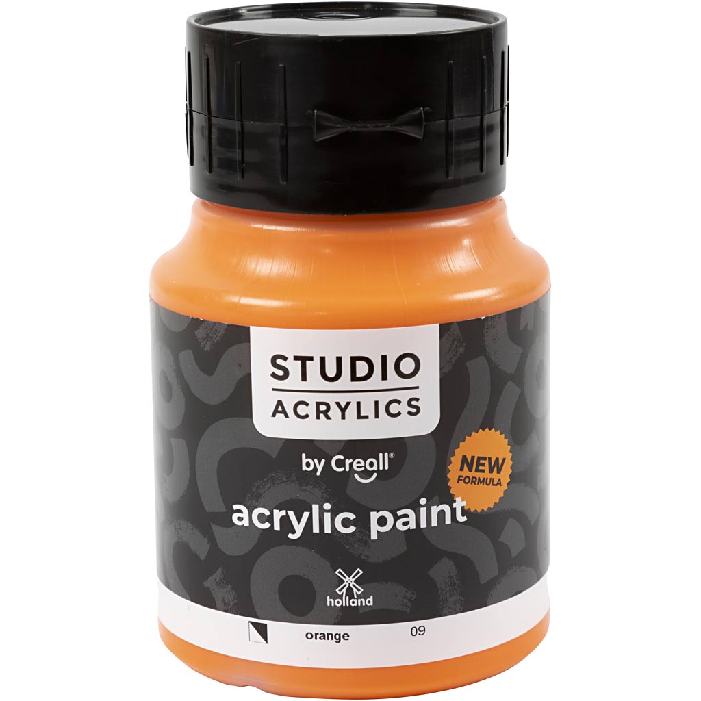 Creall studio acrylic paint, semi-opaque, orange (09), 500 ml 1 bottle