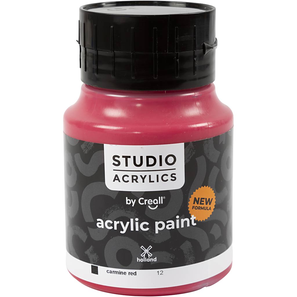 Creall studio acrylic paint, opaque, carmine red (12), 500 ml 1 bottle