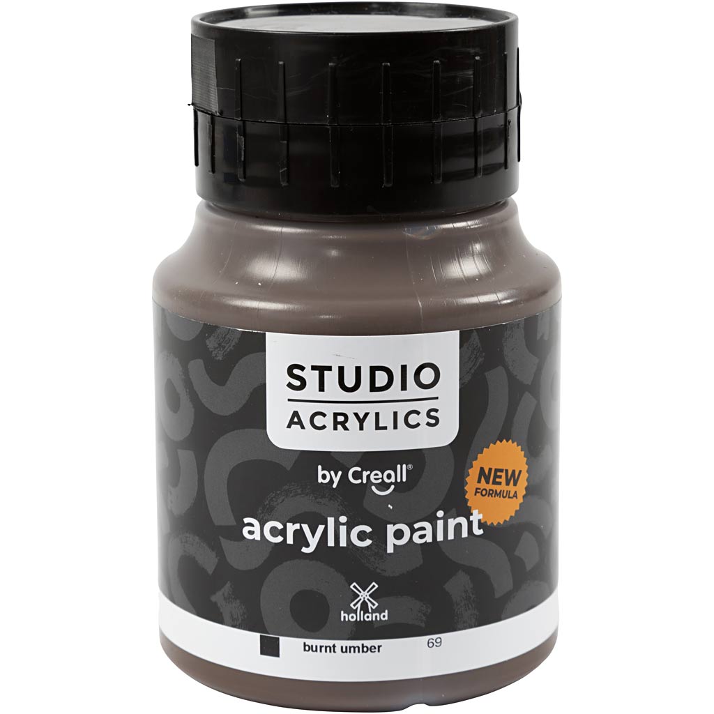 Creall studio acrylic paint, opaque, burnt umber (69), 500 ml 1 bottle