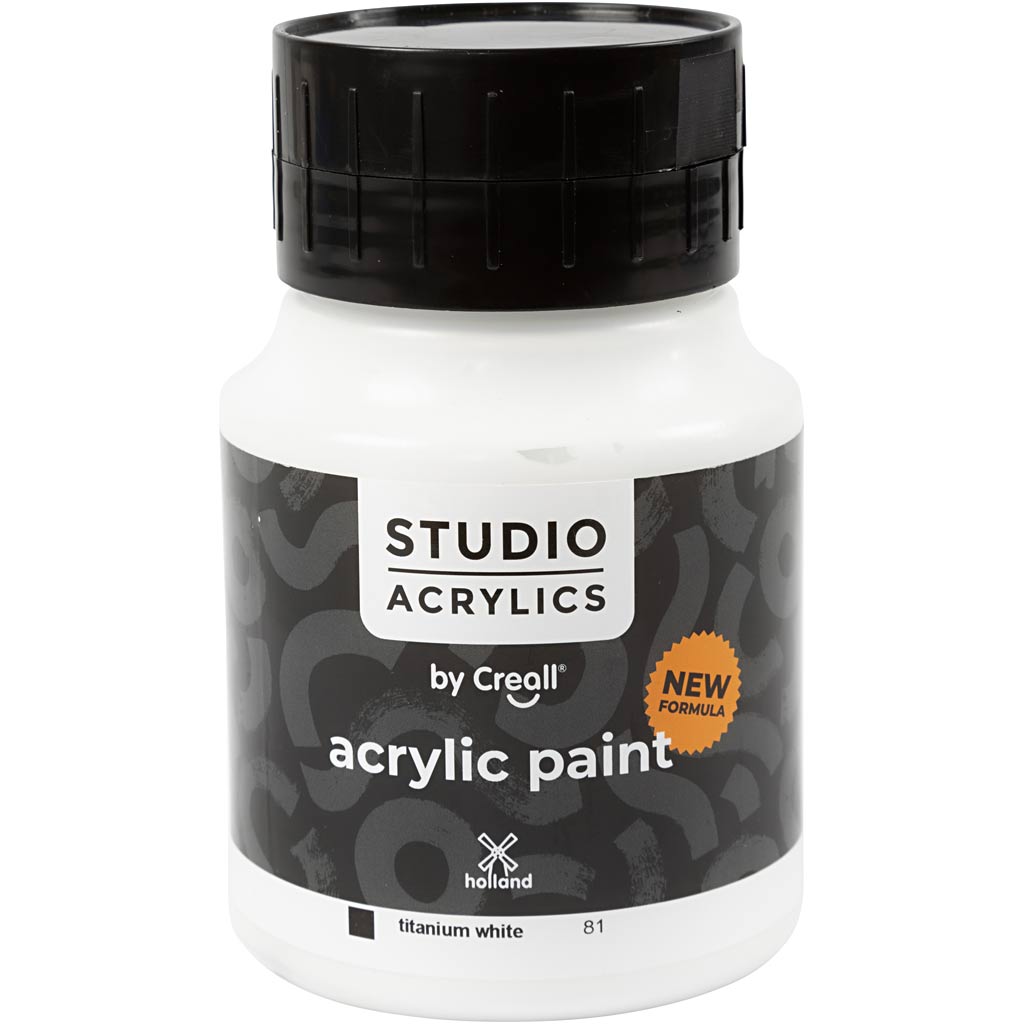 Creall studio acrylic paint, opaque, white (81), 500 ml 1 bottle