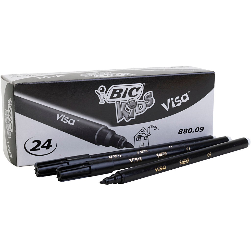 Bic Visa fine marker, line width 0.7 mm, black, 24 pieces in a box