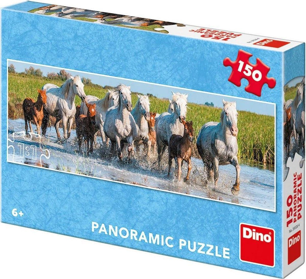 Dinotoys dino puzzle - panorama of horses in the water - 150 pieces