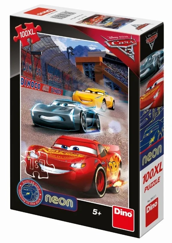 Dinotoys dino puzzle - glow-in-the-dark cars - 100 XL pieces