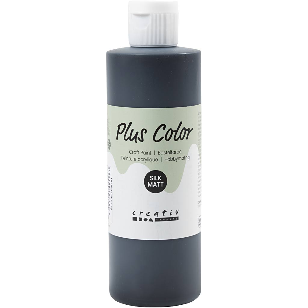 Plus color acrylverf, zwart, 250 ml 1 fles