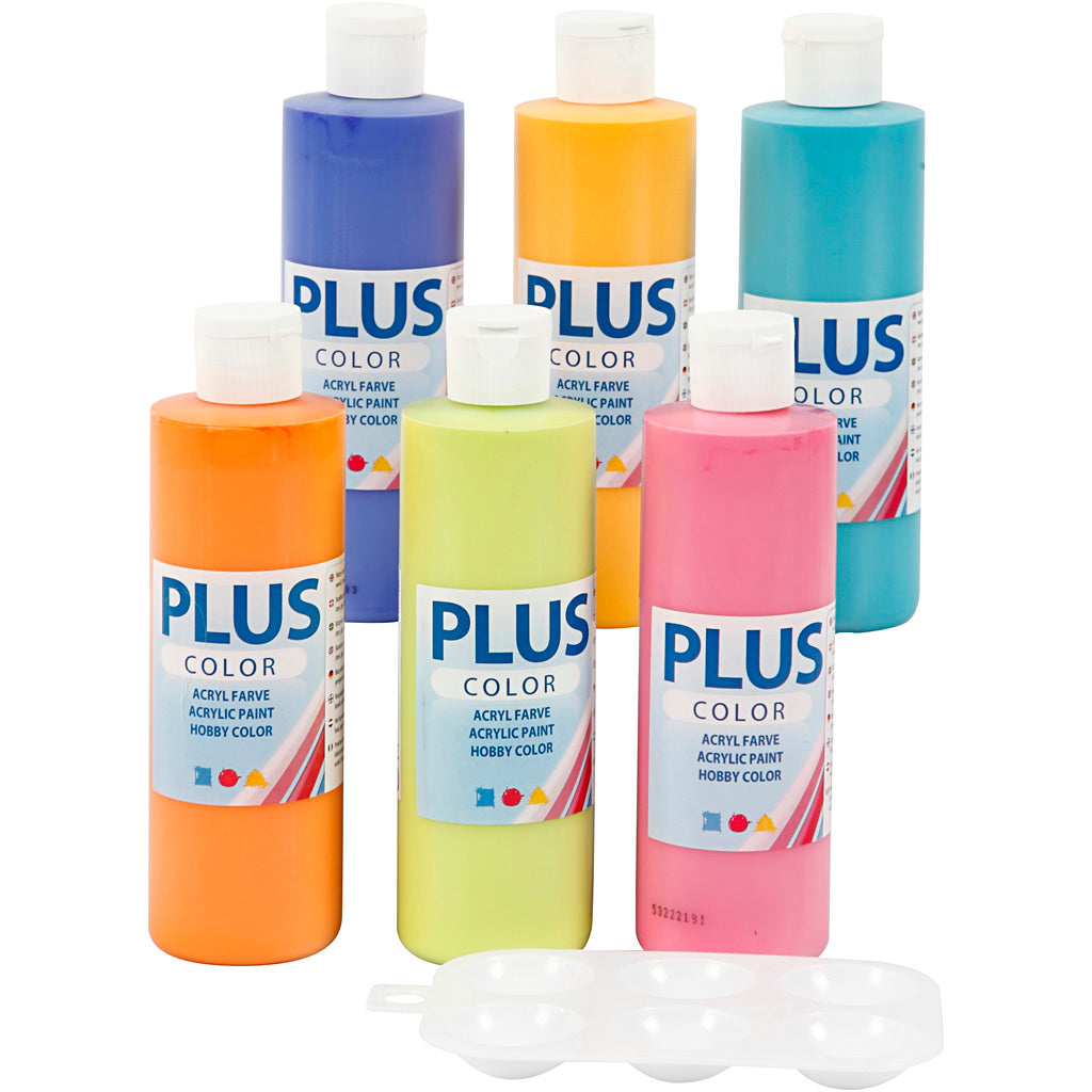 Plus color acrylverf, 6x250 ml 1 doos