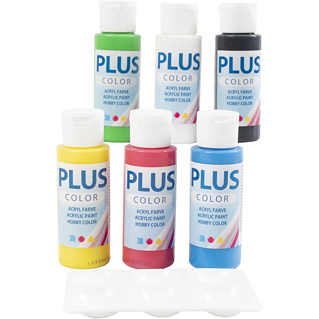 Plus color acrylverf, primair kleuren, 6x60 ml 1 doos