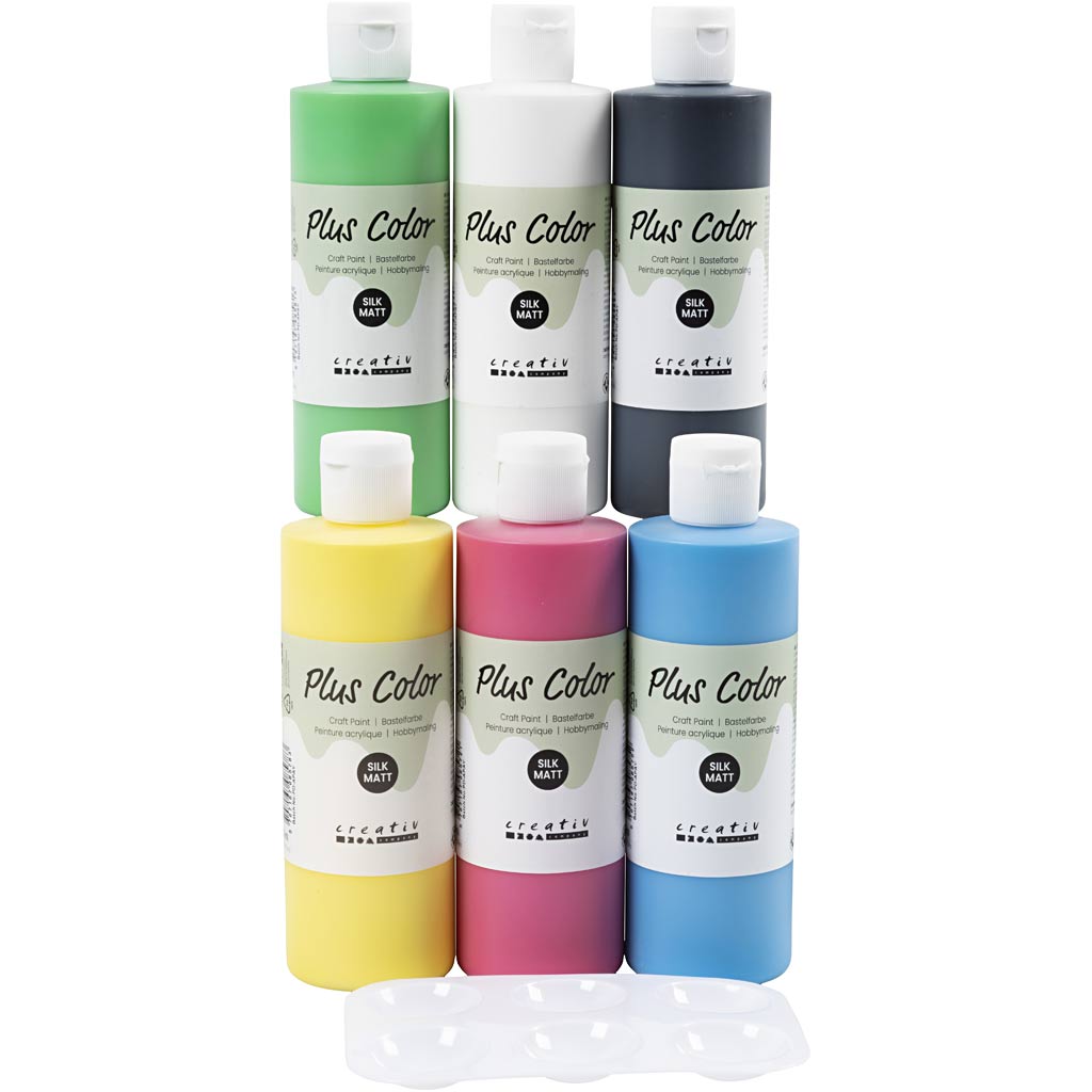 Plus color acrylverf, primair kleuren, 6x250 ml 1 doos