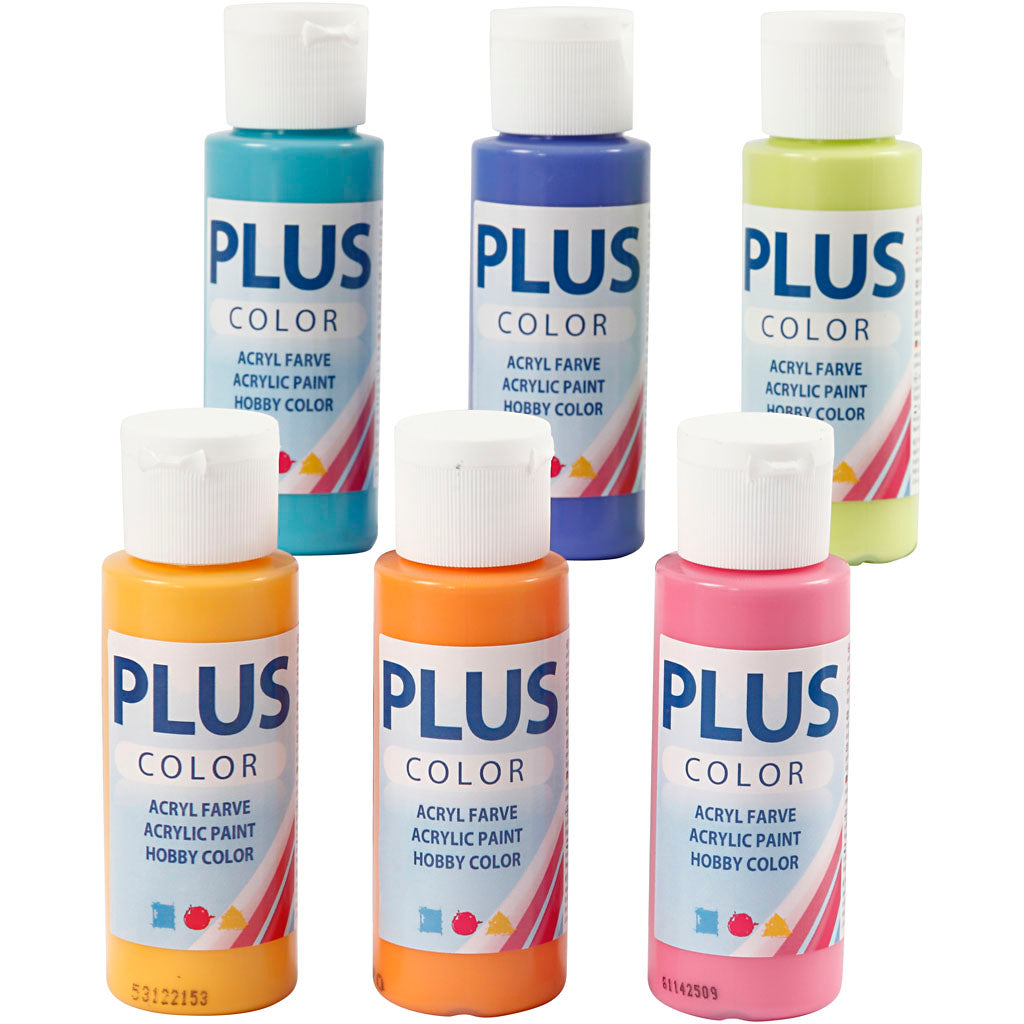 Plus color acrylverf, kleurrijk, 6x60 ml 1 doos