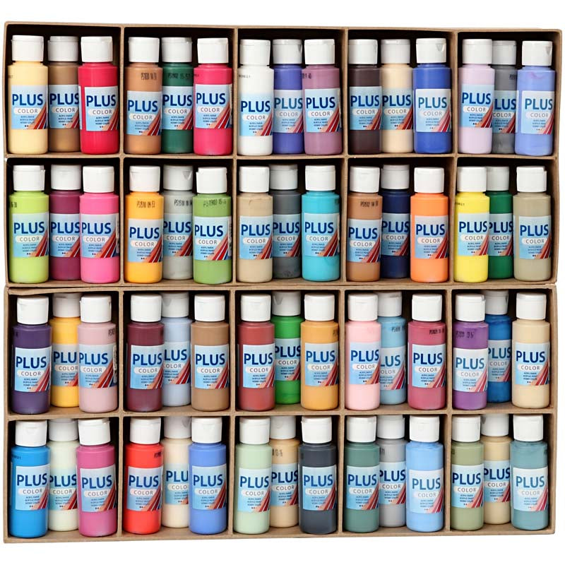 Plus color acrylverf, diverse kleuren, 60x60 ml 1 doos