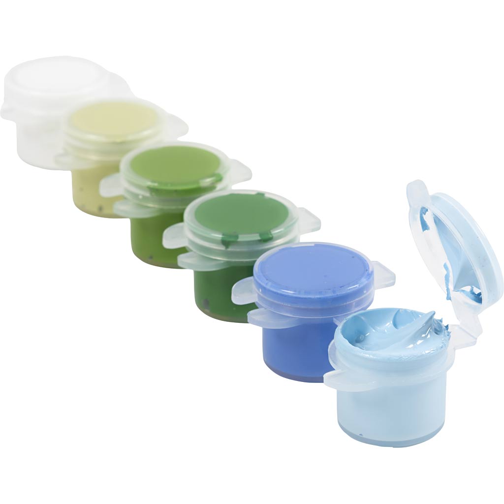 Creativ company plus color acrylic paint, blue green harmony, 6x5 ml 1 box