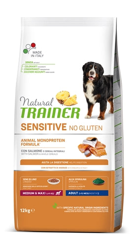 Entraîneur naturel chien adulte moyen maxi sensible saumon-gluten - sans gluten