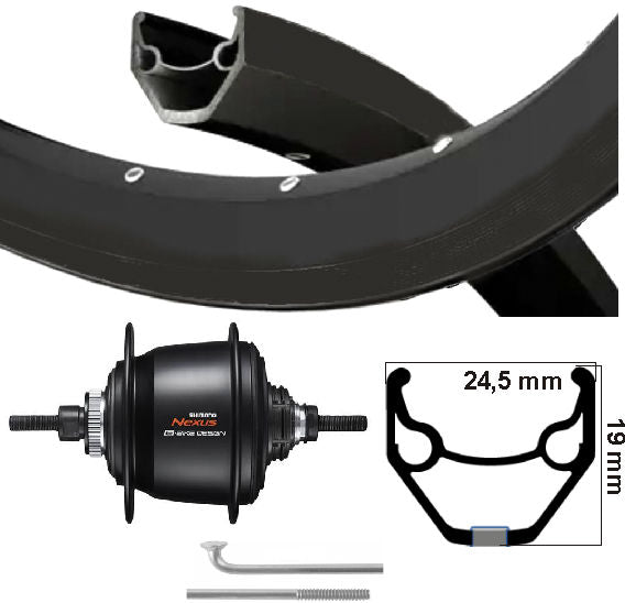 KGS Hinterrad 28 Zoll (622) Ryde Rim Black Nexus 8 Centerlock Black