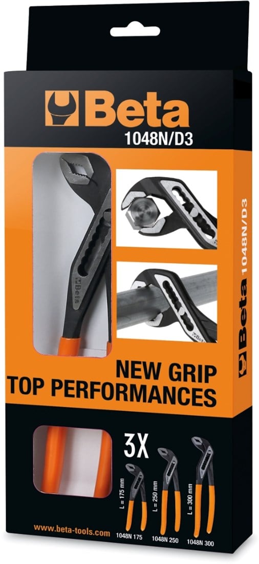 Beta water pump pliers set 3-piece 1048n d3 set 175 250 300 mm