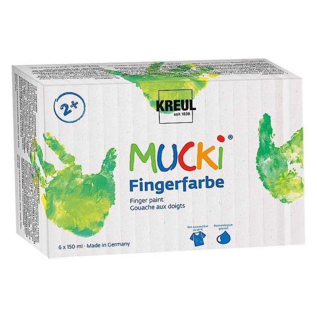 Kreul mucki finger paint, various colors, 6x150 ml 1 box
