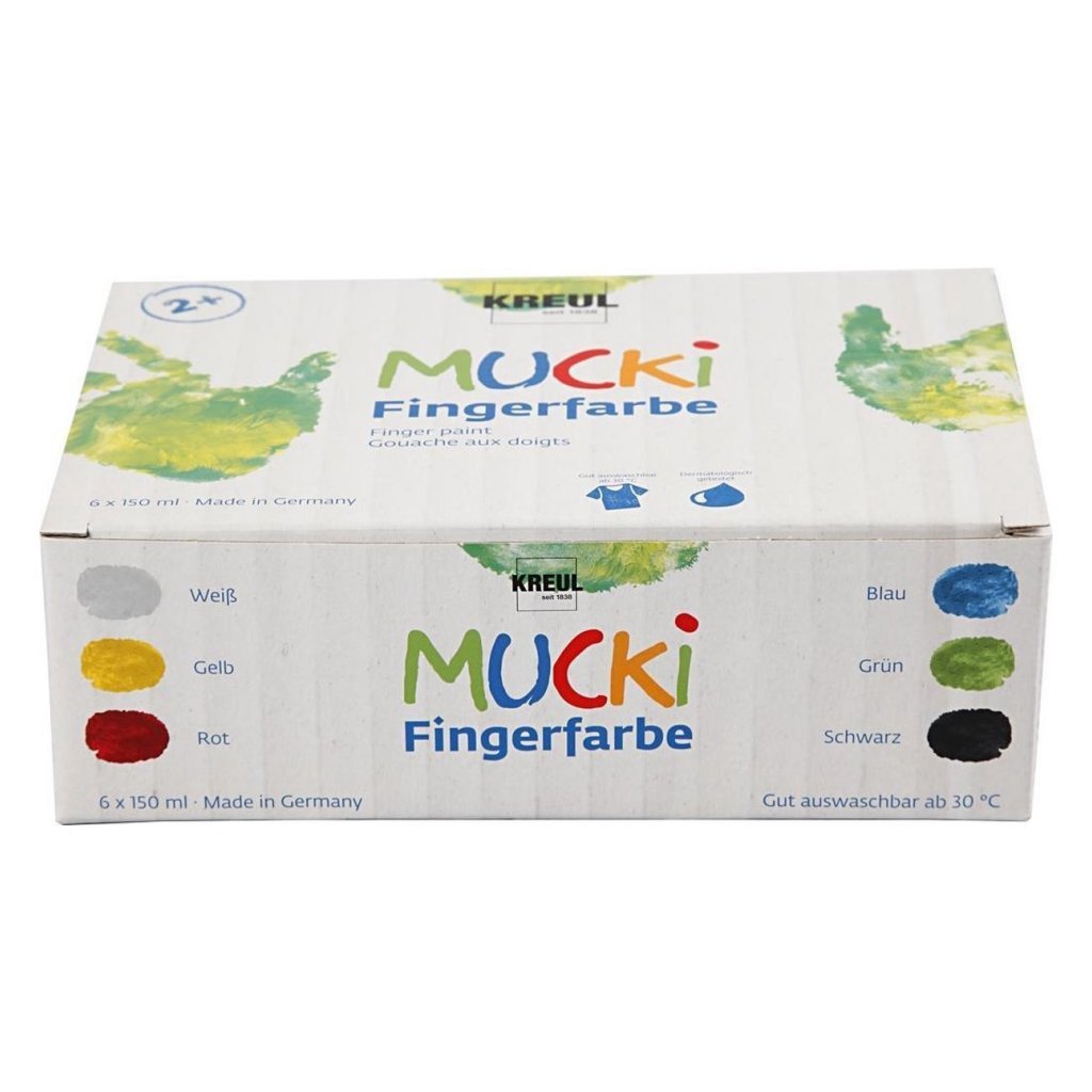 Kreul mucki finger paint, various colors, 6x150 ml 1 box