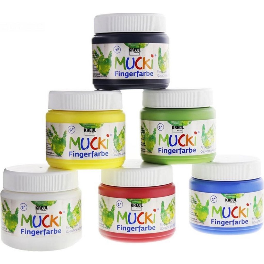 Kreul mucki finger paint, various colors, 6x150 ml 1 box
